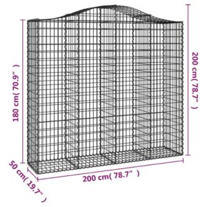 vidaXL Gabioner bågformade 7 st 200x50x180/200 cm galvaniserat järn - Bild 6