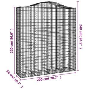 vidaXL Gabioner bågformade 5 st 200x50x220/240 cm galvaniserat järn - Bild 6