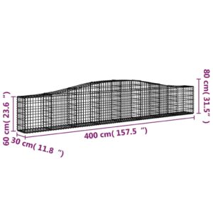 vidaXL Gabioner bågformade 7 st 400x30x60/80 cm galvaniserat järn - Bild 6