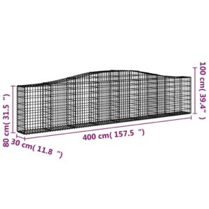 vidaXL Gabioner bågformade 7 st 400x30x80/100 cm galvaniserat järn - Bild 6