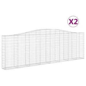 vidaXL Gabioner bågformade 2 st 400x30x120/140 cm galvaniserat järn - Bild 2