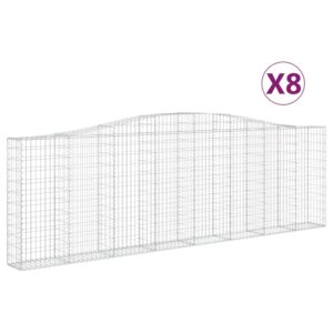 vidaXL Gabioner bågformade 8 st 400x30x120/140 cm galvaniserat järn - Bild 2