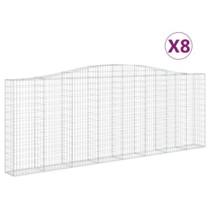 vidaXL Gabioner bågformade 8 st 400x30x140/160 cm galvaniserat järn - Bild 2