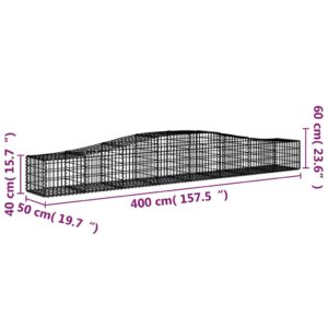 vidaXL Gabioner bågformade 6 st 400x50x40/60 cm galvaniserat järn - Bild 6