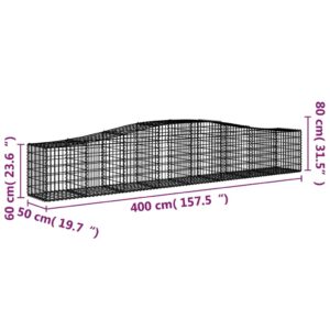 vidaXL Gabioner bågformade 9 st 400x50x60/80 cm galvaniserat järn - Bild 6