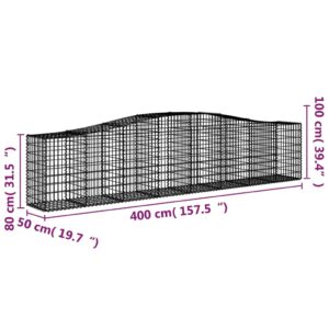 vidaXL Gabioner bågformade 8 st 400x50x80/100 cm galvaniserat järn - Bild 6