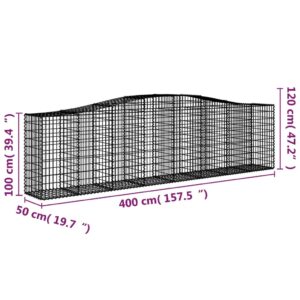 vidaXL Gabioner bågformade 2 st 400x50x100/120 cm galvaniserat järn - Bild 6