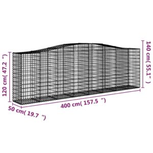 vidaXL Gabioner bågformade 8 st 400x50x120/140 cm galvaniserat järn - Bild 6