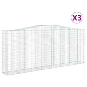 vidaXL Gabion bågformad 3 st 400x50x160/180 cm galvaniserat järn - Bild 2