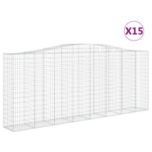 vidaXL Gabion bågformad 15 st 400x50x160/180 cm galvaniserat järn - Bild 2