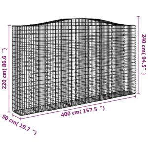 vidaXL Gabioner bågformade 6 st 400x50x220/240 cm galvaniserat järn - Bild 6