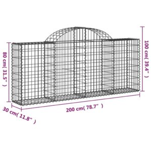 vidaXL Gabioner bågformade 5 st 200x30x80/100 cm galvaniserat järn - Bild 6