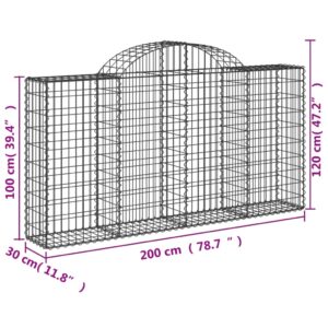 vidaXL Gabioner bågformade 7 st 200x30x100/120 cm galvaniserat järn - Bild 6