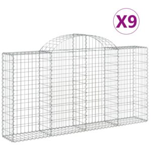 vidaXL Gabioner bågformade 9 st 200x30x100/120 cm galvaniserat järn - Bild 2