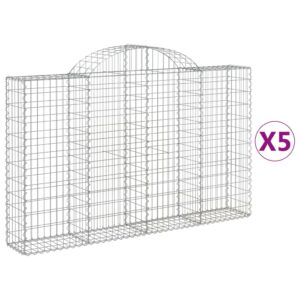 vidaXL Gabioner bågformade 5 st 200x30x120/140 cm galvaniserat järn - Bild 2