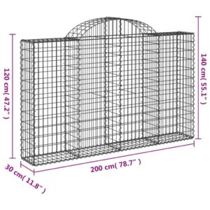 vidaXL Gabioner bågformade 5 st 200x30x120/140 cm galvaniserat järn - Bild 6