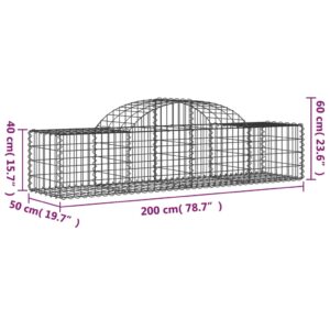 vidaXL Gabioner bågformade 3 st 200x50x40/60 cm galvaniserat järn - Bild 6