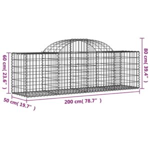 vidaXL Gabioner bågformade 3 st 200x50x60/80 cm galvaniserat järn - Bild 6