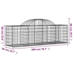 vidaXL Gabioner bågformade 15 st 200x50x60/80 cm galvaniserat järn - Bild 6