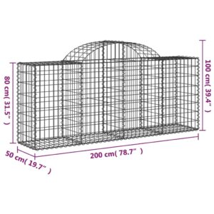 vidaXL Gabioner bågformade 3 st 200x50x80/100 cm galvaniserat järn - Bild 6