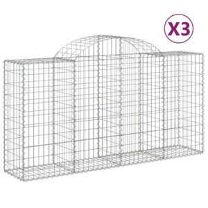 vidaXL Gabioner bågformade 3 st 200x50x100/120 cm galvaniserat järn - Bild 2