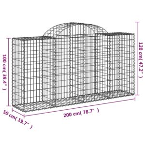 vidaXL Gabioner bågformade 3 st 200x50x100/120 cm galvaniserat järn - Bild 6