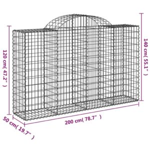 vidaXL Gabioner bågformade 3 st 200x50x120/140 cm galvaniserat järn - Bild 6