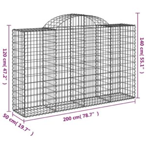 vidaXL Gabioner bågformade 15 st 200x50x120/140 cm galvaniserat järn - Bild 6