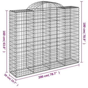 vidaXL Gabioner bågformade 8 st 200x50x160/180 cm galvaniserat järn - Bild 6