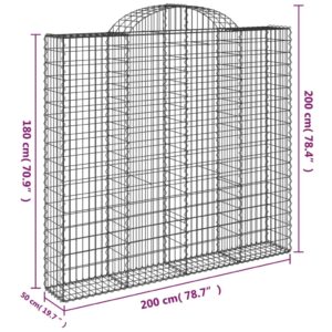 vidaXL Gabioner bågformade 2 st 200x50x180/200 cm galvaniserat järn - Bild 6