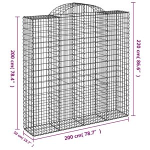 vidaXL Gabioner bågformade 4 st 200x50x200/220 cm galvaniserat järn - Bild 6