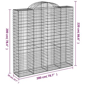 vidaXL Gabioner bågformade 10 st 200x50x200/220 cm galvaniserat järn - Bild 6