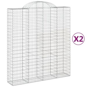 vidaXL Gabioner bågformade 2 st 200x50x220/240 cm galvaniserat järn - Bild 2