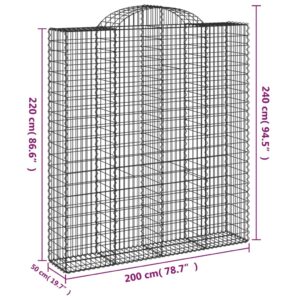 vidaXL Gabioner bågformade 2 st 200x50x220/240 cm galvaniserat järn - Bild 6