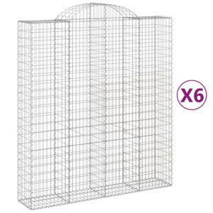 vidaXL Gabioner bågformade 6 st 200x50x220/240 cm galvaniserat järn - Bild 2