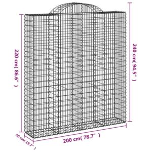 vidaXL Gabioner bågformade 6 st 200x50x220/240 cm galvaniserat järn - Bild 6