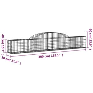 vidaXL Gabioner bågformad 2 st 300x30x40/60 cm galvaniserat järn - Bild 6