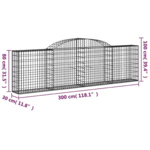 vidaXL Gabioner bågformade 2 st 300x30x80/100 cm galvaniserat järn - Bild 6