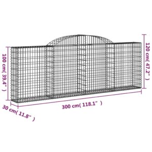 vidaXL Gabioner bågformade 25 st 300x30x100/120 cm galvaniserat järn - Bild 6