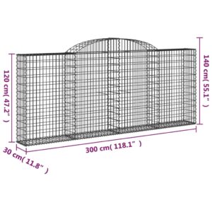 vidaXL Gabioner bågformade 4 st 300x30x120/140 cm galvaniserat järn - Bild 6