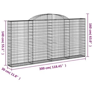 vidaXL Gabioner bågformade 5 st 300x30x140/160 cm galvaniserat järn - Bild 6