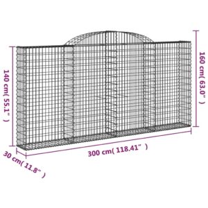 vidaXL Gabioner bågformade 15 st 300x30x140/160 cm galvaniserat järn - Bild 6