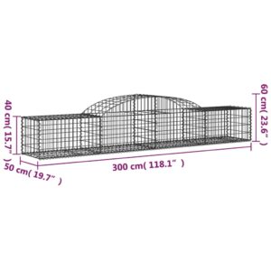 vidaXL Gabioner bågformad 2 st 300x50x40/60 cm galvaniserat järn - Bild 6