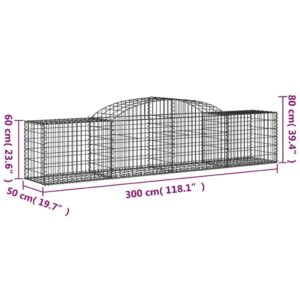 vidaXL Gabioner bågformade 3 st 300x50x60/80 cm galvaniserat järn - Bild 6