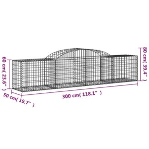 vidaXL Gabioner bågformade 7 st 300x50x60/80 cm galvaniserat järn - Bild 6