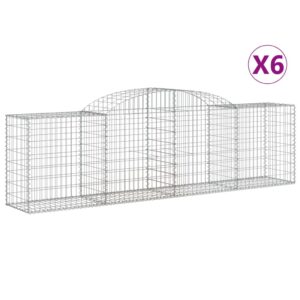 vidaXL Gabioner bågformade 6 st 300x50x80/100 cm galvaniserat järn - Bild 2