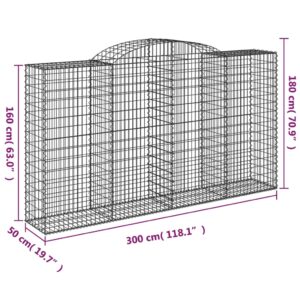 vidaXL Gabioner bågformade 17 st 300x50x160/180 cm galvaniserat järn - Bild 6