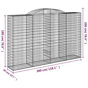 vidaXL Gabioner bågformade 4 st 300x50x180/200 cm galvaniserat järn - Bild 6