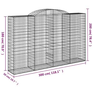 vidaXL Gabioner bågformade 6 st 300x50x180/200 cm galvaniserat järn - Bild 6