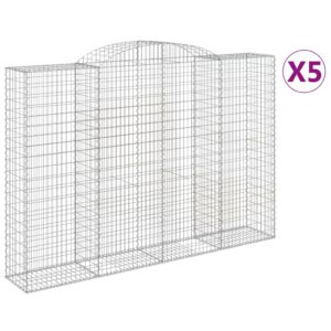 vidaXL Gabioner bågformade 5 st 300x50x200/220 cm galvaniserat järn - Bild 2